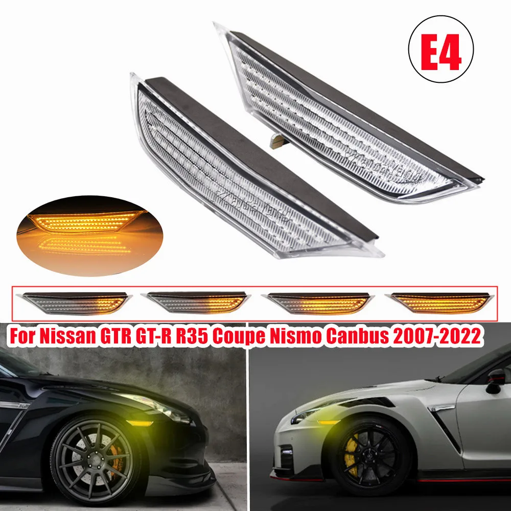 

LED Dynamic Side Marker Light Signal Blinker 26185-62B0A 26180-62B0A For Nissan GTR GT-R R35 Coupe Nismo Canbus 2007-2022