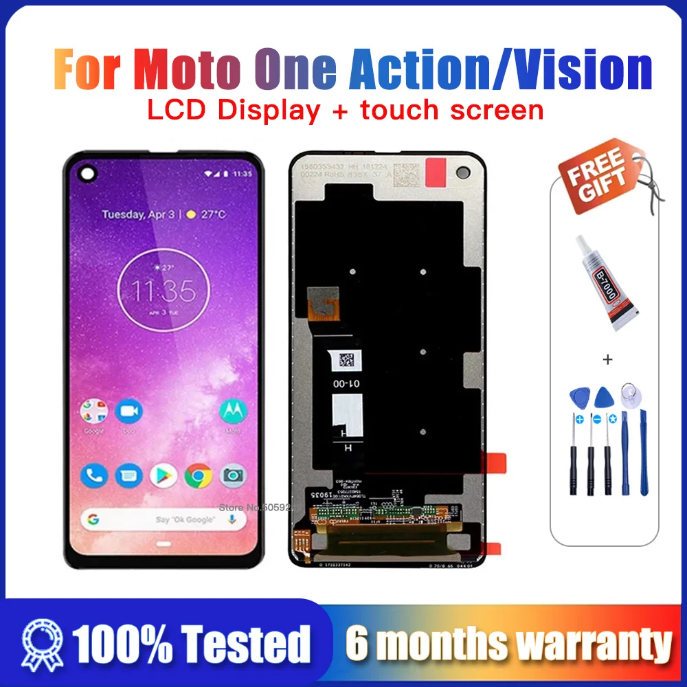 Оригинальный ЖК-экран для Moto One Vision P50 XT1970, ЖК-дисплей для Motorola Moto One Action XT2013, ЖК-дисплей с сенсорным дигитайзером в сборе