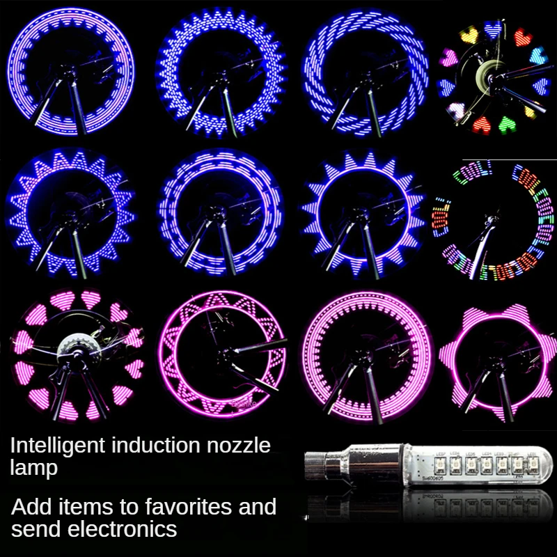 

Bicycle Light Night Riding Gas Nozzle Light Colorful Intelligent Vibration Sensor Light Mountain Bike Letter Flash Valve Light