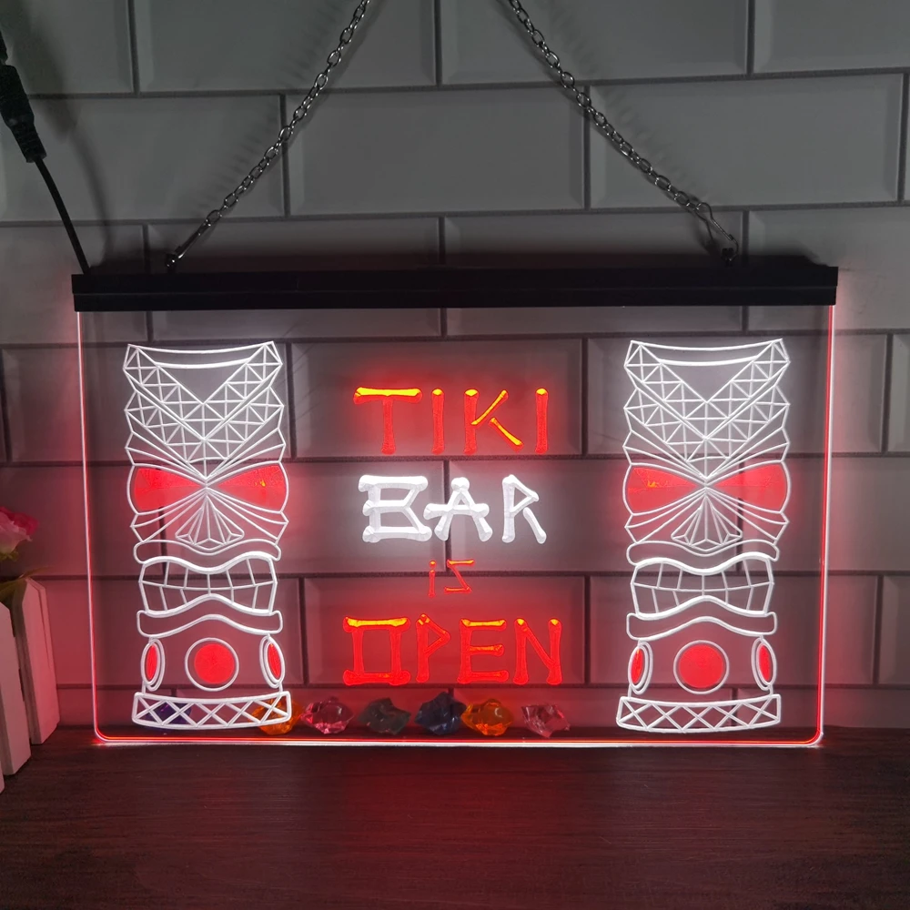 

Tiki Bar is OPEN Mask Home Decor New Year Wall Wedding 2 Color Display LED Neon Sign Bedroom