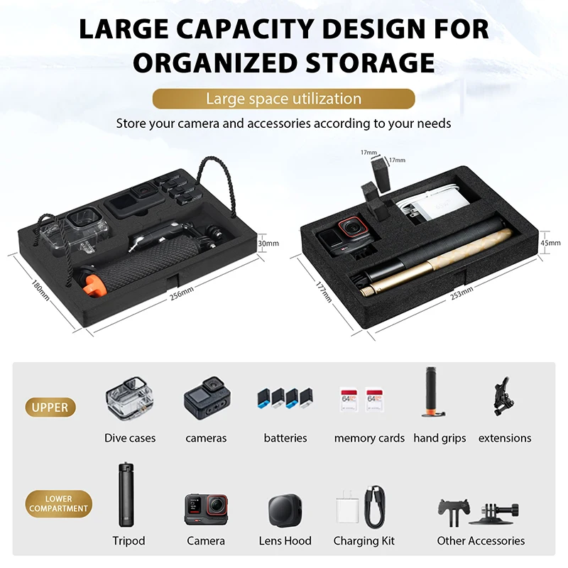 STARTRC 2-слойная коробка для паролей DJI Action/Gopro Hero 13/Insta360 Ace Pro/GO3s чехол переноски