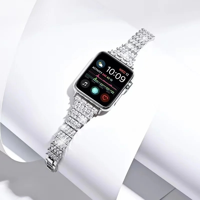 Luxury Metal Bracelet For Apple watch 45mm 41mm Women Diamond Stainless Steel Strap For iWatch UItra 8 7 6 5 4 SE 44mm 42mm 40mm