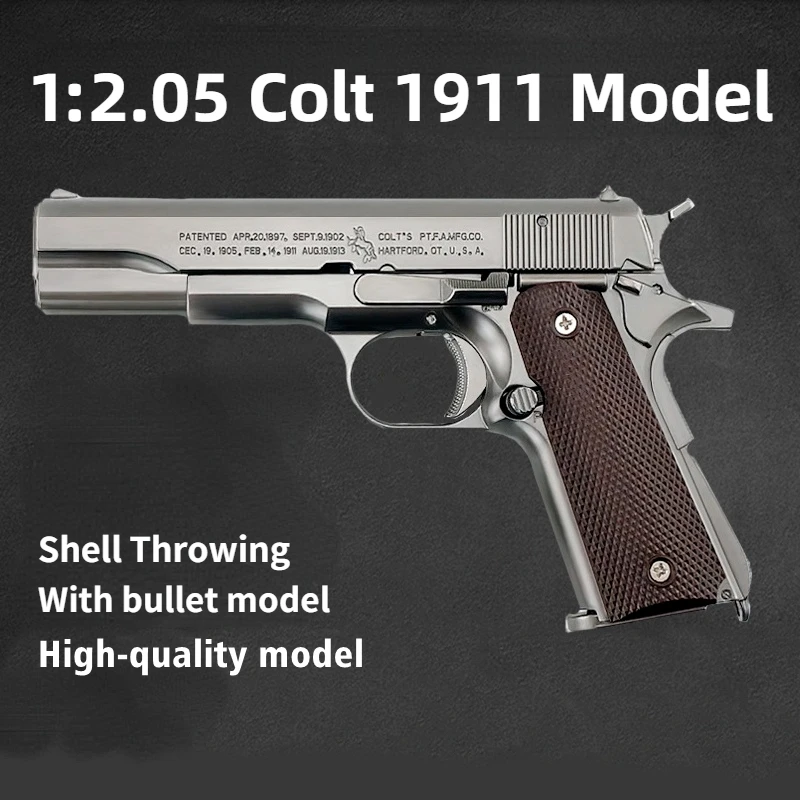 

1:2.05 Anti-stress Colt 1911 Model Toys Miniature Model Keychain Full Metal Shell Alloy NO SHOOT for Kids Boys Birthday Gift