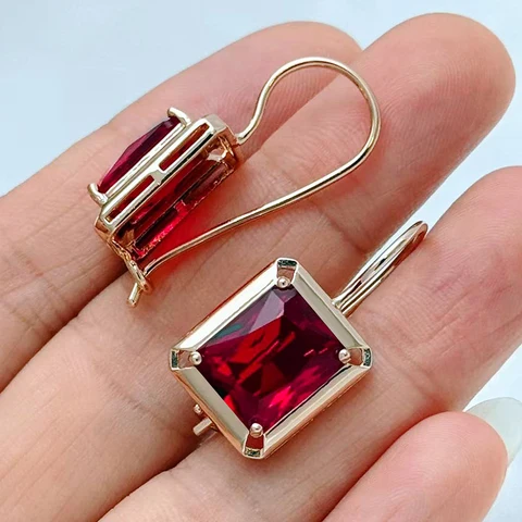 Kinel серьги-капельки из меди с красным цирконием