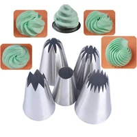 5pcs stainless steel large flower mouth cream nozzle fondant cake baking decorating tools lcing nozzles pastry decorate