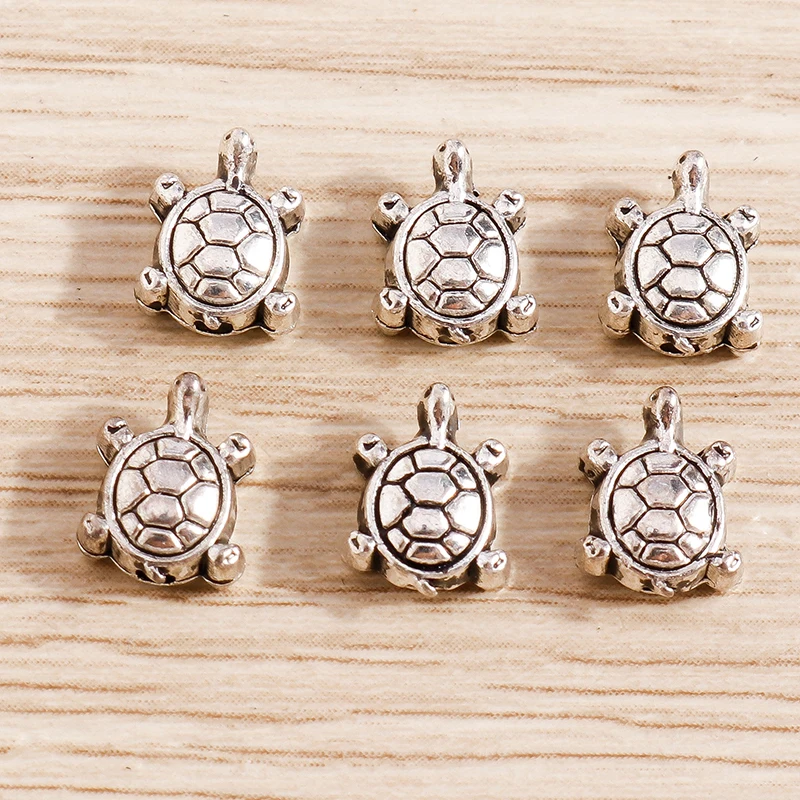 

40pcs 6x8mm Cute Alloy Small Hole Turtle Spacer Beads Charms for DIY Handmade Bracelets Necklaces Jewelry Making Accessories