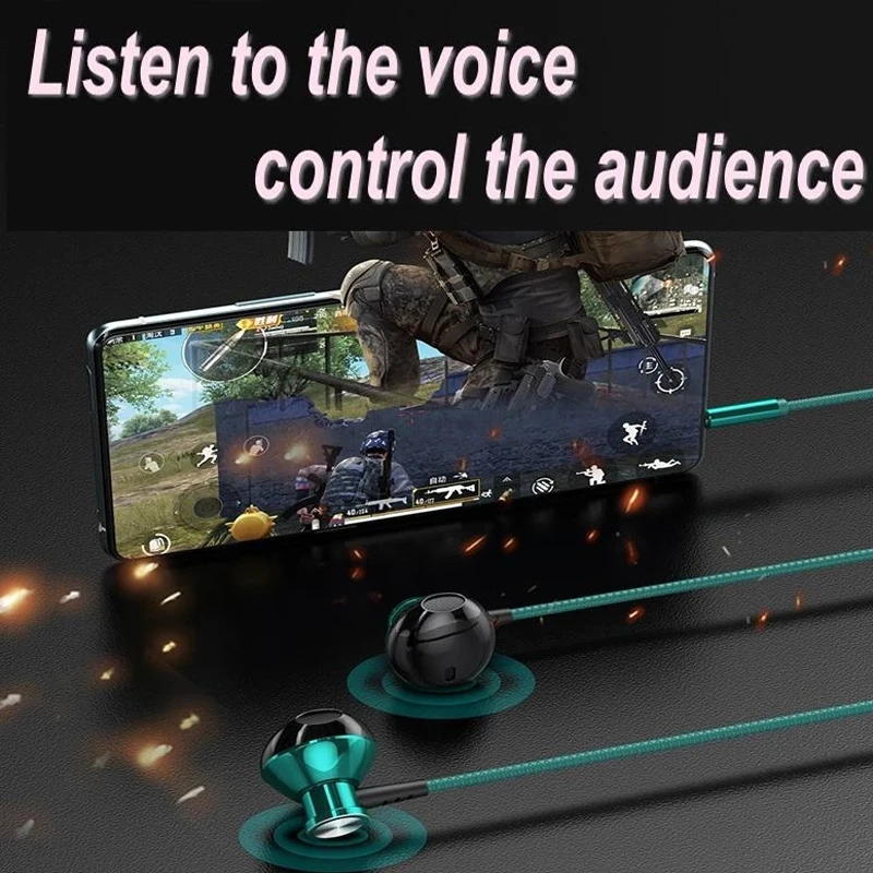 

3.5mm Metal Wired Headphones With Microphone Volume Control In-Ear Headphone Stereo 9D Bass Surround Gaming Music Sport Earphone