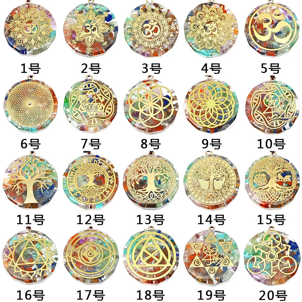 

7Chakra Yoga Meditation Round Energy Necklace Amulet Jewelry Women Gifts Natural Crystal Gravel Divination Pendant Sweater Chain