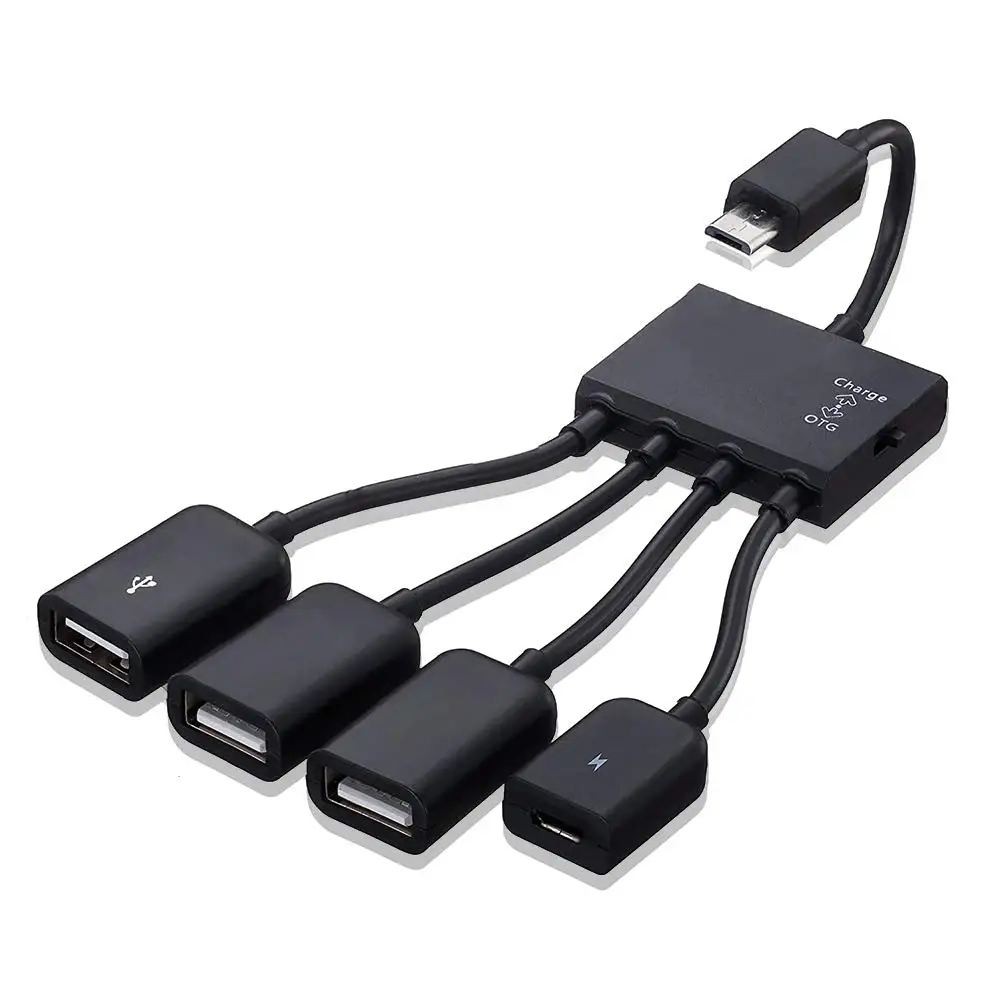 

4 in 1 Ports Micro USB HUB Adaptor with Power Charging OTG Hub Host Cable Cord Adapter for Android SmartPhones Tablets