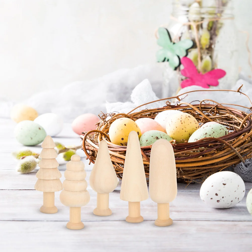 

20 Pcs Small Wooden Mushroom Mini Trees Graffiti Easter Decorations Light House Home Unfinished Kids DIY Supplies Child Toy