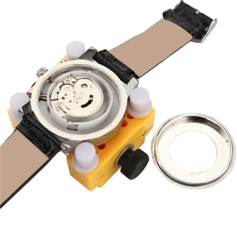 

Watch Adjustable Opener Back Case Cover Press Closer Remover Fixing Holder Case Repair Tool Movement Dial Fixer Yellow