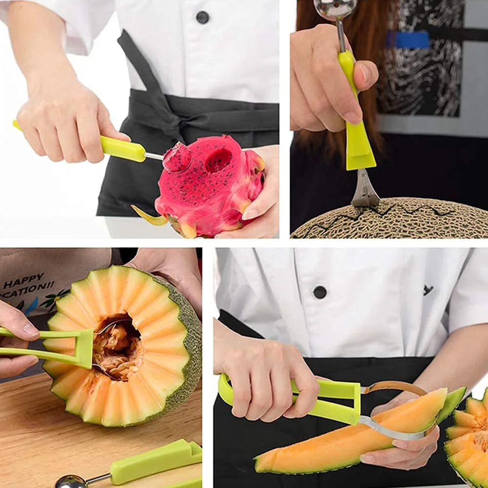 4 in 1 Melon Cutter Scoop Fruit Carving Knife Fruit Cutter Dig Pulp Separator Kitchen Gadgets Acces images - 6
