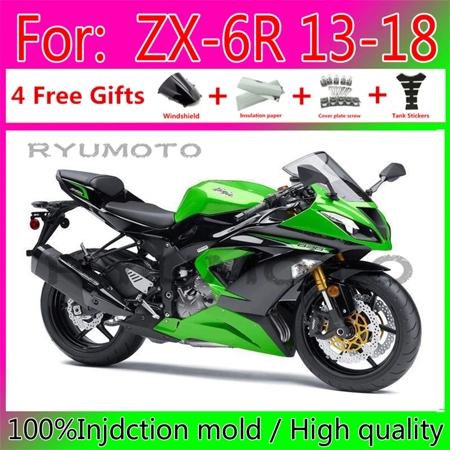 

Новый комплект обтекателей из АБС-пластика подходит для kawasaki ZX6R 2013 2018 ZX6R 13 18 обтекатель