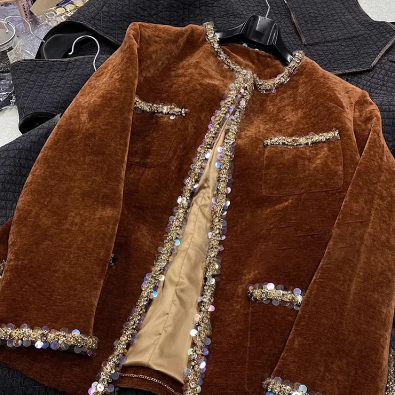 Осень/зима винтажный комплект премиум-класса Heavy Industry с бриллиантами и карманами