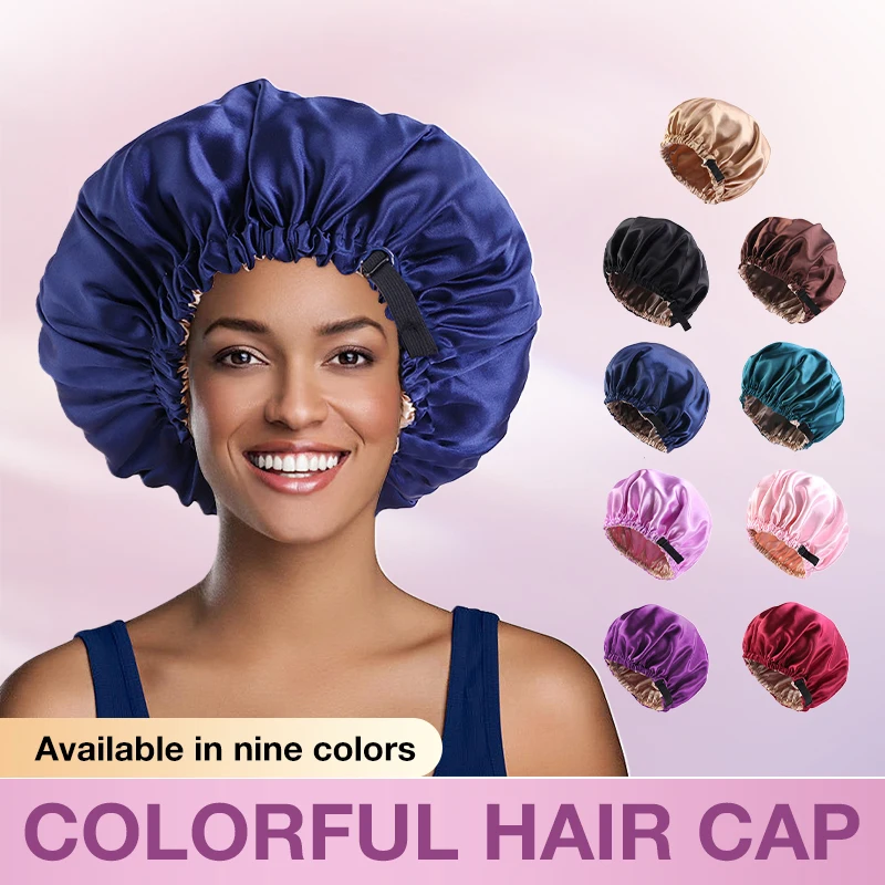 S Satin Hair Cap For Sleeping Night Hat Adjusting Imitation Silk Round Haircare Women's Headwear Bonnet Turban Coloring
