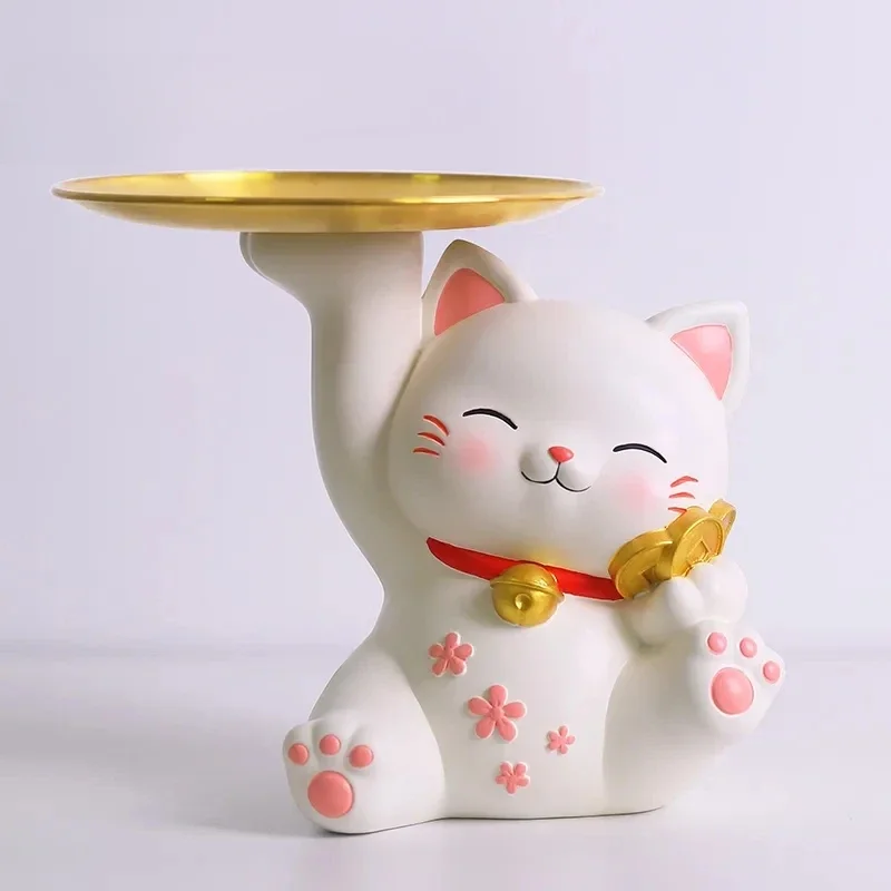Бамбуковая полка для хранения из смолы Maneki Neko Lucky Cat орнамент подвесной поднос