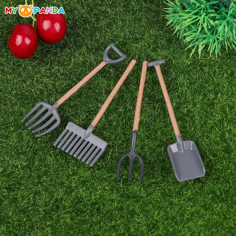 

1:12 Dollhouse Miniature Shovel Hoe Rake and Pitchfork Farming Tools Furniture Toys Dollhouse Planting Scene Home Garden Decor