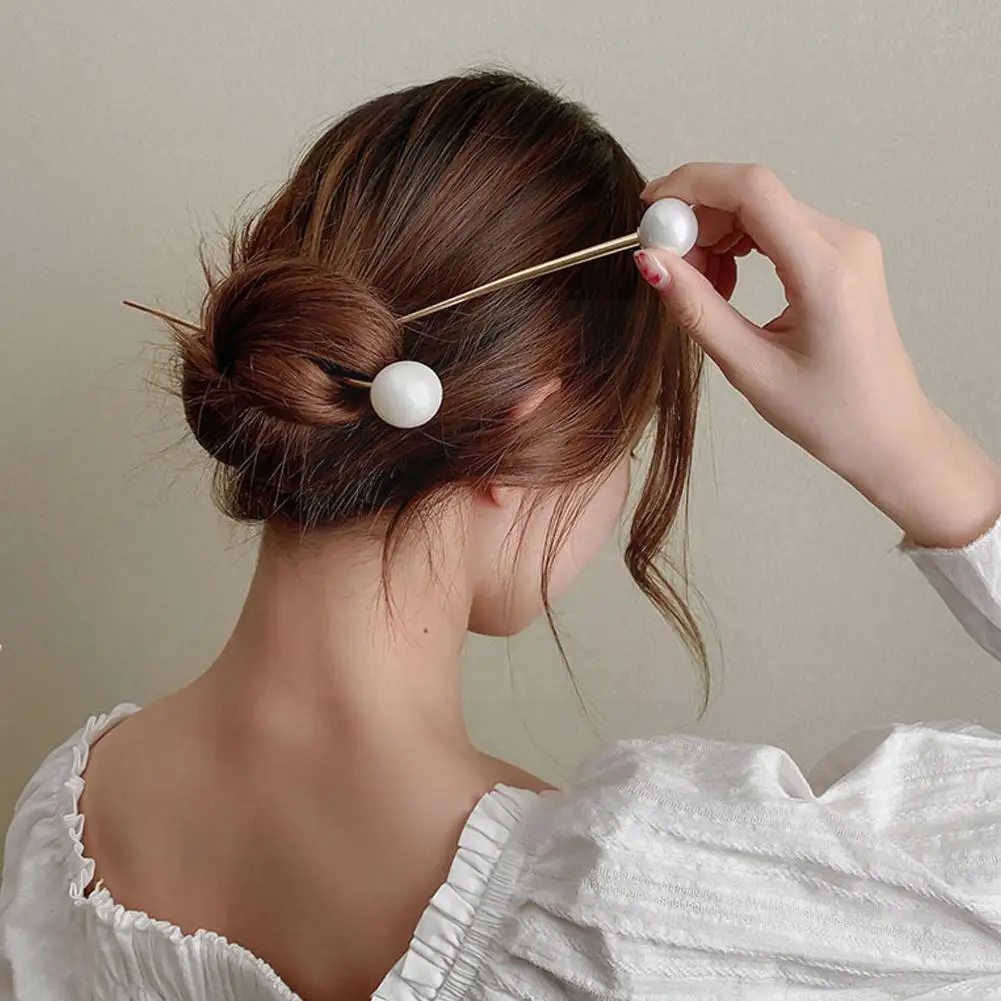 

Fashion Women Simulated Pearl Hairpins Metal Hair Stick Tools Tiara Wedding Accessories Hairstyle Hair Bridal Wedding Desig C8c4