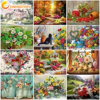 chenistory diy painting by numbers flowers picture by number acrylic paint on canvas by numbers wall art for home decors gift