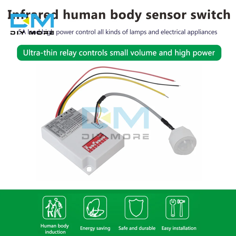 

AC 85V-265V IR Infrared Human Body Sensor Switch Corridor Wardrobe LED Light Timer Switch PIR Motion Sensor Switch