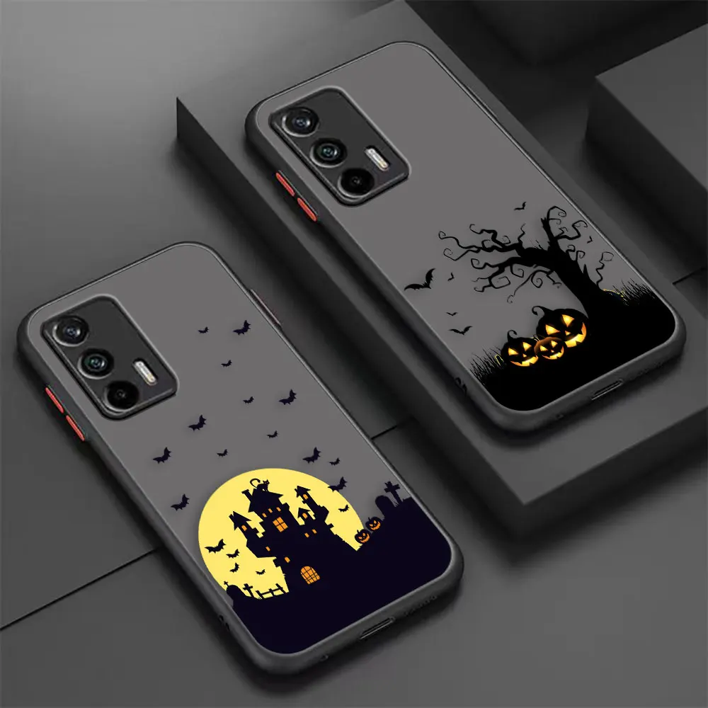

Matte Case for OPPO Realme C20 C21 C31 C35 V11 V15 V25 X7 XT MASTER NARZO 50 50I 50A 4G 5G Case Shell Halloween Witch Bat Castle