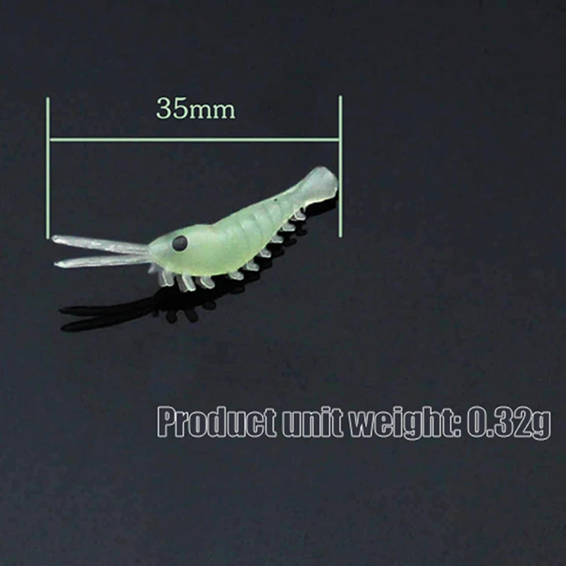 Искусственная имитация светящихся в темноте креветок для рыбалки на открытом