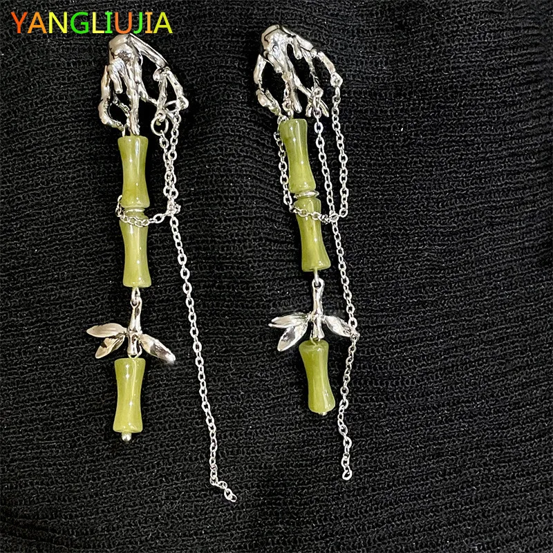 

Asymmetry Metal Resin Earrings European And American Style Personality Fashion Long Tassel Earrings Ms Girl Travel Accessories