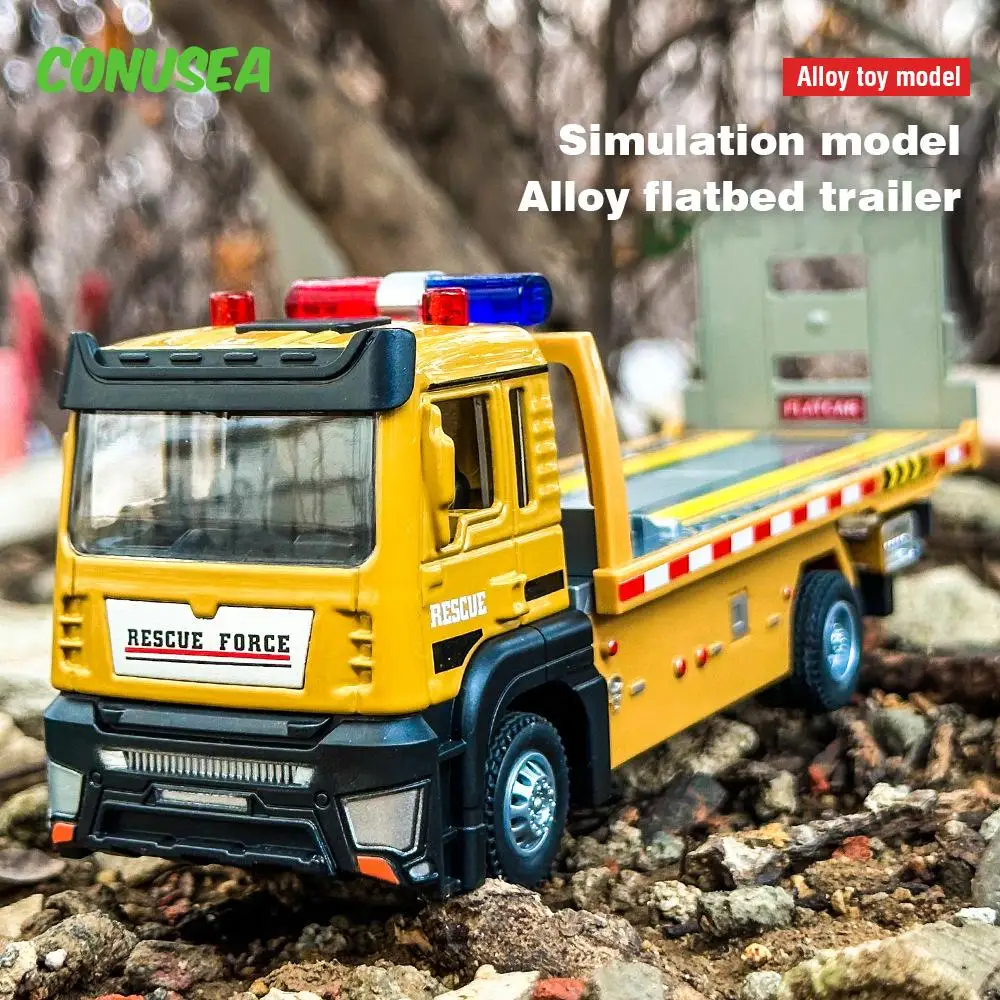 

1/32 Scale Alloy Car Model Diecasts Tractor Truck Engineering Car Model Flatbed Trailer Toy Children Toys for Kids Collection