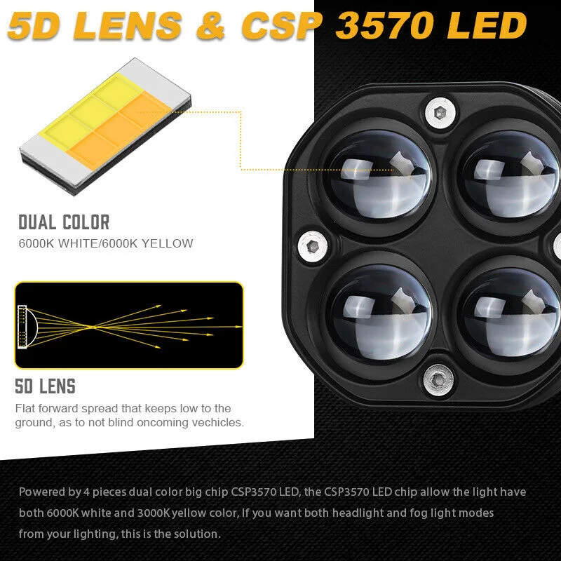 Водонепроницаемые светодиодные противотуманные фары двухцветные фонари для