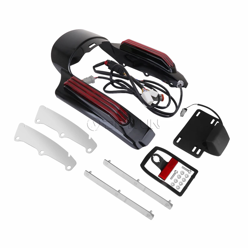

Rear Fender Extension Motorcycle Mudguards With Led Tail Turn Light For Harley Touring Road King Electra Street Glide 09-13