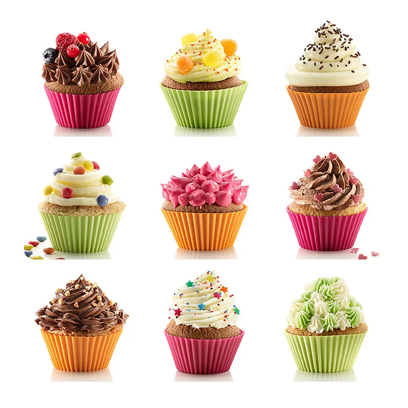 4Pcs/Set 9cm Silicone Muffin Cup Cake Mold Colorful Caliber Steamed Rice Round DIY Baking Kitchen Accessories Tool | Дом и сад