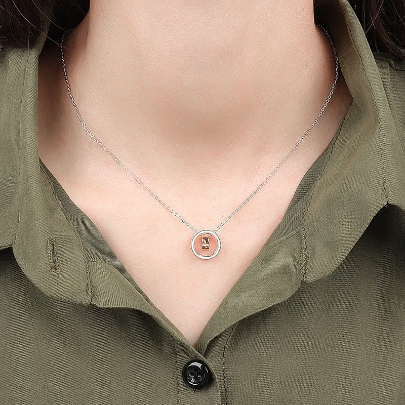 

Beauty and the Beast Couple Necklace Korean Version Concentric Circles Pendant Simple Mori Clavicle Chain Jewelry Wholesale