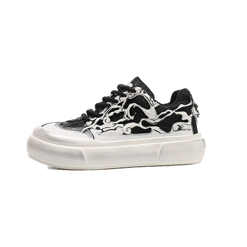 Фото Мужские кроссовки Tai‑Chi Panda Totem Board Shoes 2026, низкие, из дышащей ткани, с резиновой подошвой, износостойкие, на шнуровке, черно-белые №5