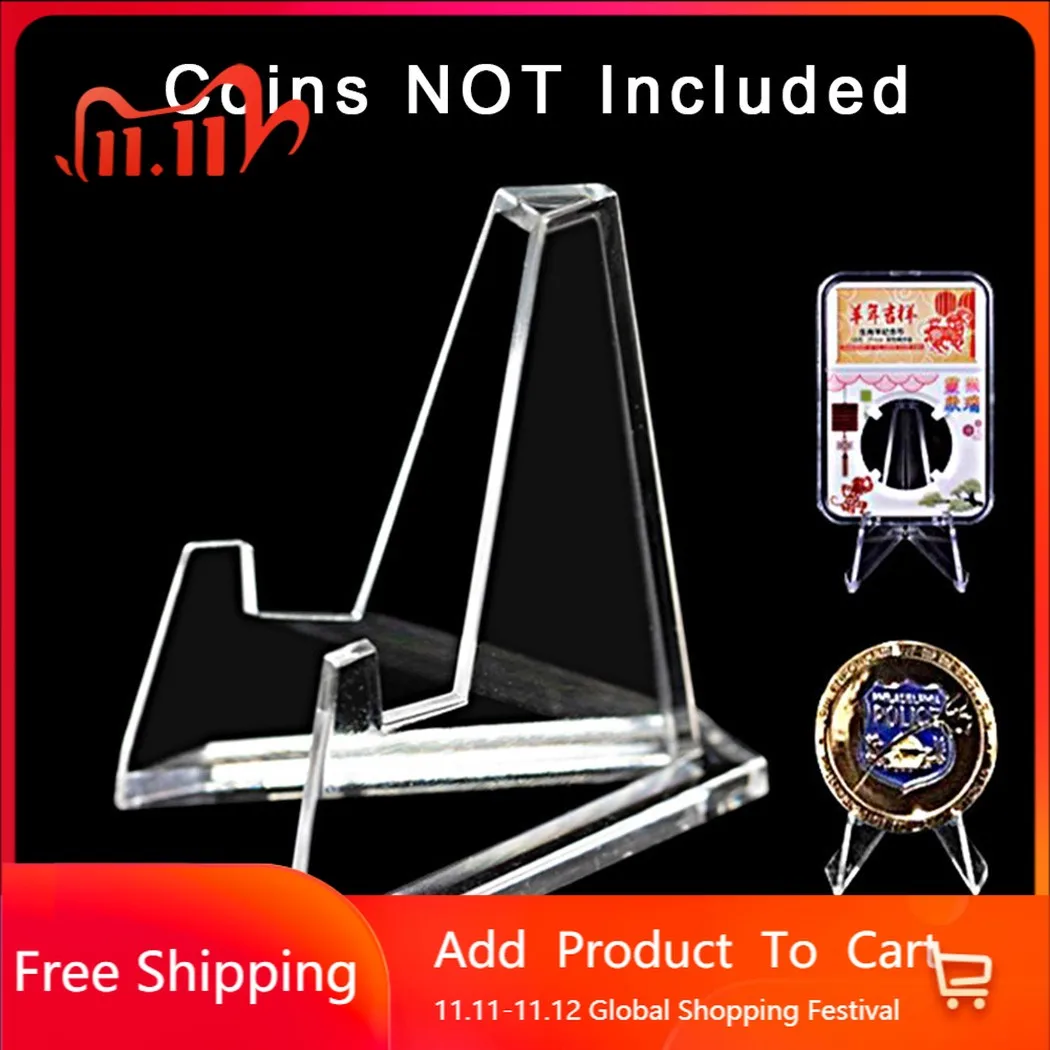 

20Pcs Plastic Coin Display Stand Clear Mini Storage Rack Collection Crafts Medal Cards Display Easel Stand Holder 36x27x6mm