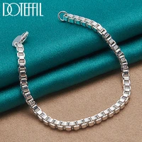doteffil 925 sterling silver 3mm box chain bracelet for women men fashion charm wedding engagement party jewelry