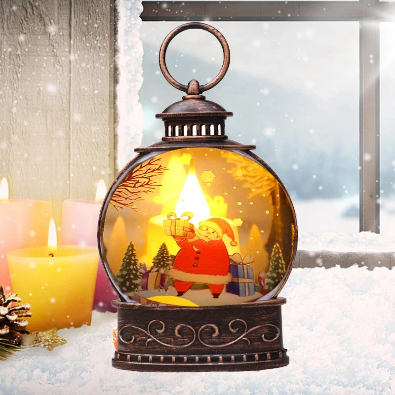 

2023 Santa Snowman LED Light Retro Candle Wind Lamp Navidad for Home New Year Christmas Decoration Natal Noel 2022 Xmas Kid Gift