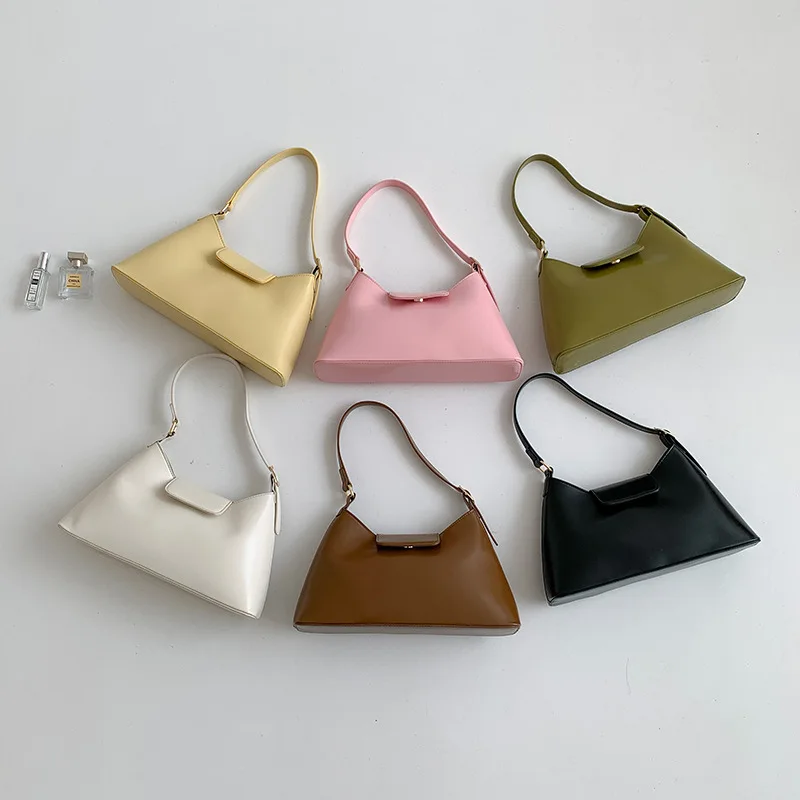 

High-end soft leather baguette shoulder bag fashion temperament new all-match retro handbag daily commuter underarm bag