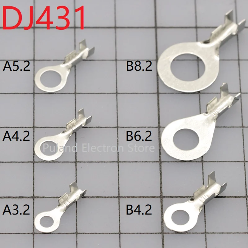 

20/50/100pcs DJ431 A3.2 A4.2 A5.2 B4.2 B6.2 8.2 Wire End Lug Terminal O Ring Bare Copper Cold Press Circular Splice Crimp