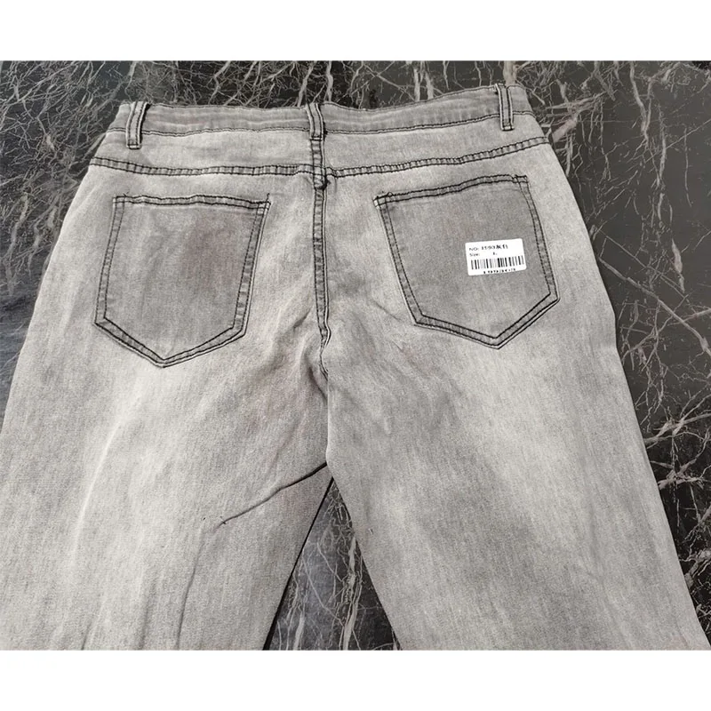 Ripped Jeans Men Fashion Skinny Grid Beggar Patches Slim Stretch Casual Denim Pencil Pants Painting Ripped Jeans For Men Black