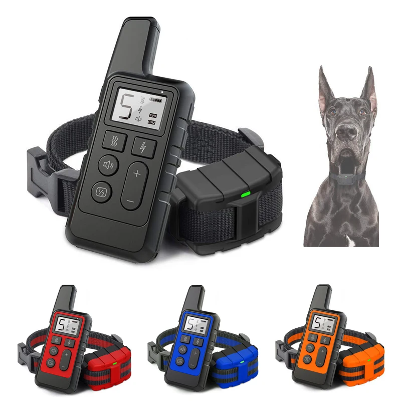

Электрический ошейник для дрессировки собак, водонепроницаемый перезаряжаемый ошейник для домашних питомцев, сдерживающий лай с ударом 500 ярдов, товары для собак с дистанционным управлением