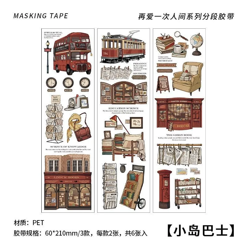 

6 Pcs Vintage Stickers Set Camping Coffee Flower Theme Art Craft DIY Decoration Label For Scrapbooking Journaling Planner Letter