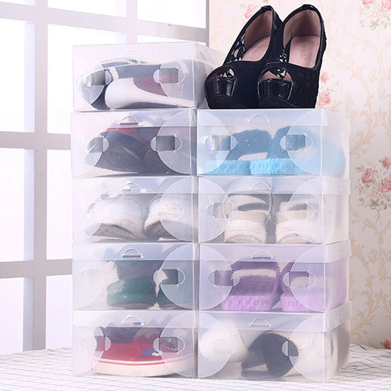 Transparent Clear Plastic Shoe Box Storage Shoe Boxes Foldable Shoes Case Holder Shoebox Transparent Shoes Organizer Boxes