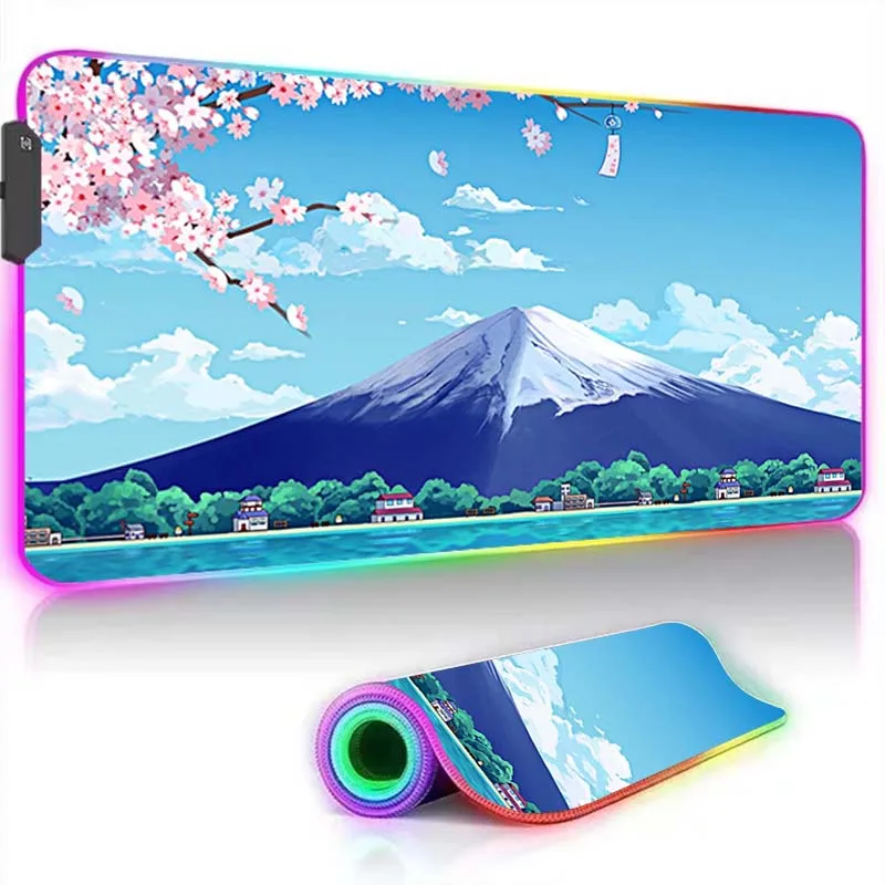 

Flower Xxl Gaming Mouse Pad RGB Mousepad Gamer Deskmat Large Desk Mat Big Mousepepad Backlight Back Light Accessories Office Led