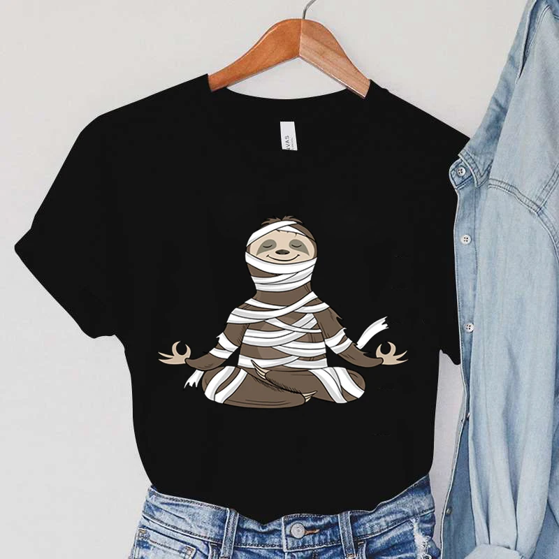 

Sloth Print Cartoon Shirt Tee Couple T-shirt Lovers T Shirt Female T Short Sleeve Women Streetwear Aesthetic Halloween Sweet Top