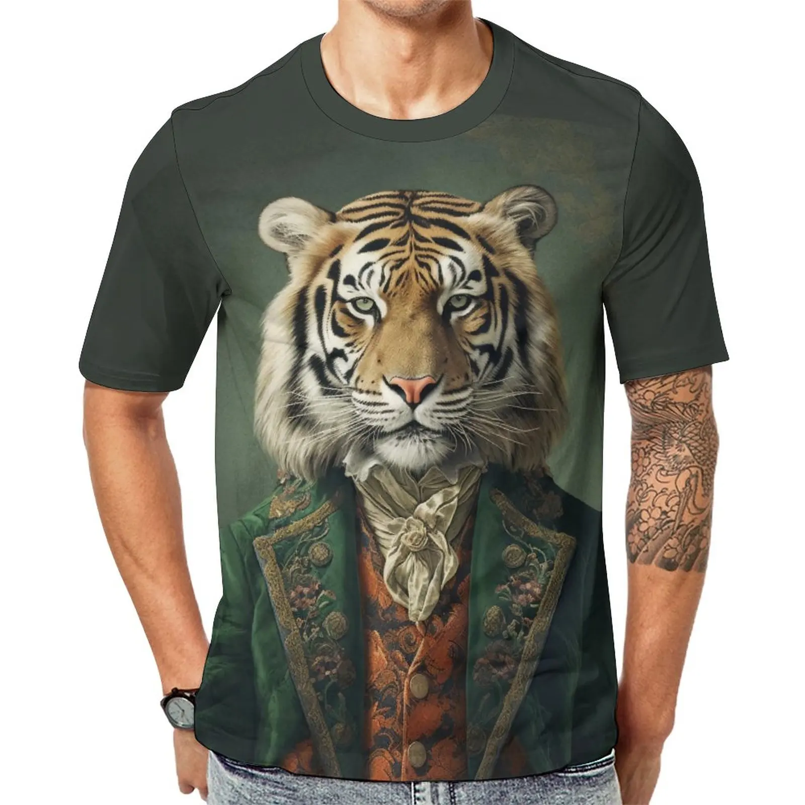 

Tiger T-Shirt Dapper Clothing Amazing Portraits Hippie T-Shirts Men Casual Tee Shirt Short Sleeve Graphic Clothing Large Size