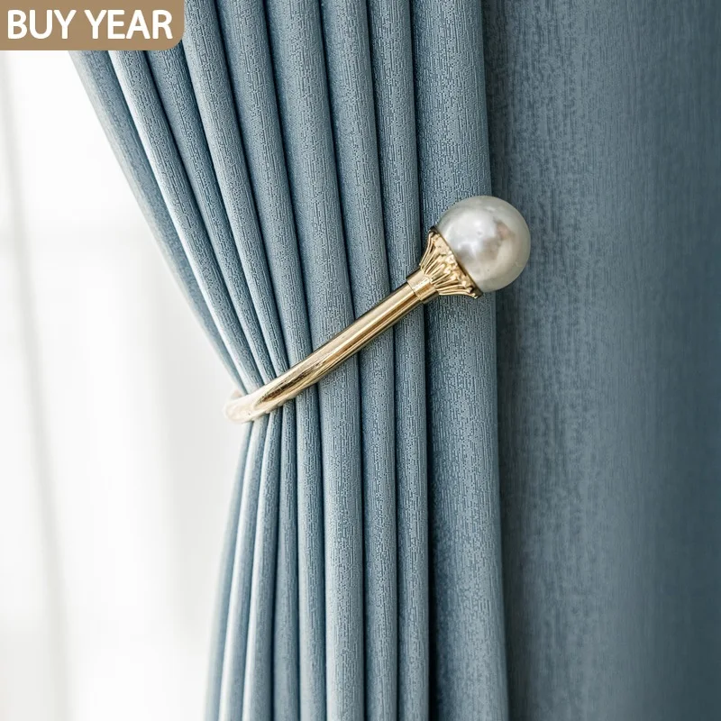 

Nordic Curtains for Living Dining Room Bedroom High-end French Light Luxury Curtains Pure Color Curtains French Window