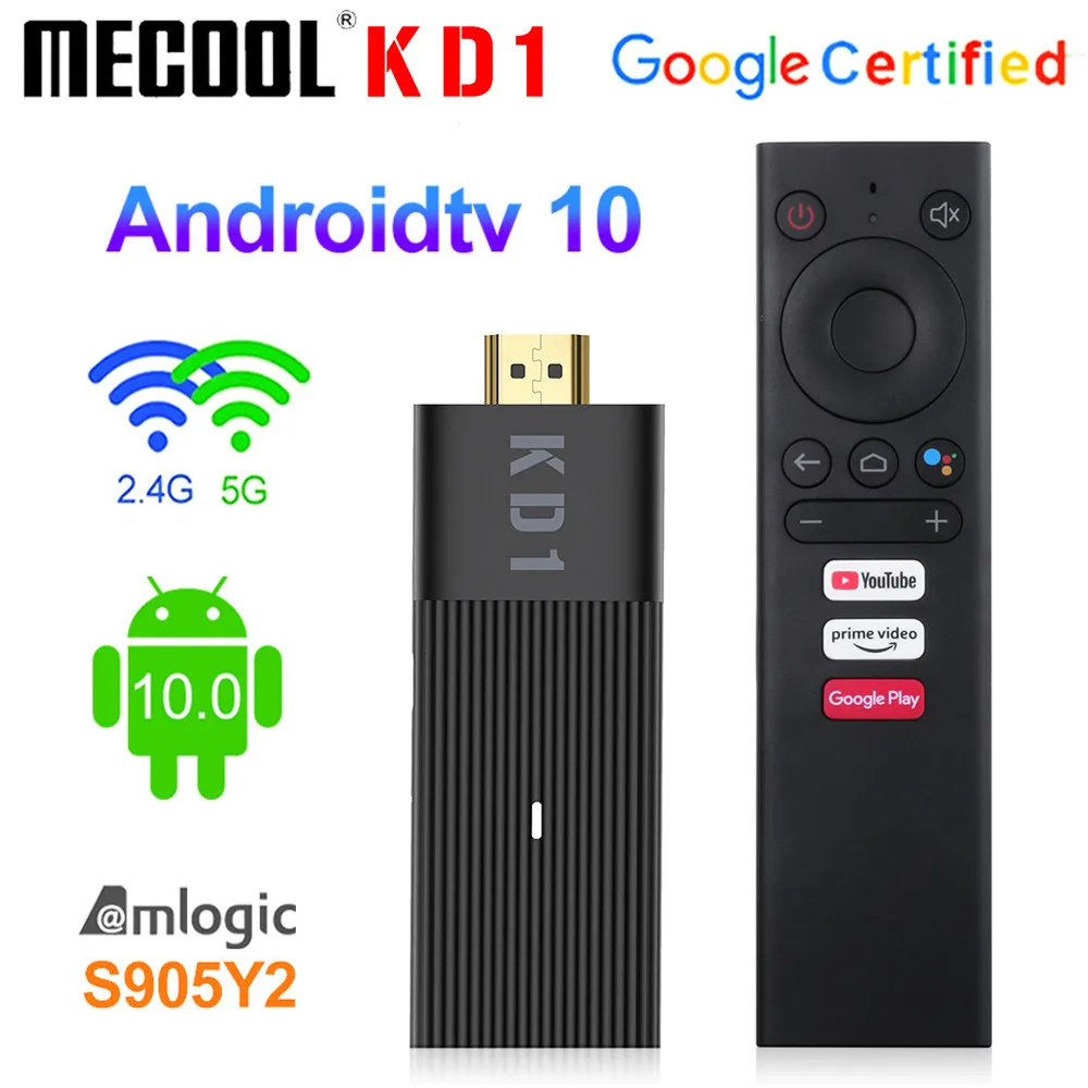 

Newest Mecool KD1 Google Certified Smart TV Stick Amlogic S905Y2 TV Box Android 10 2GB 16GB 2.4G&5G Wifi BT 4K TV Dongle