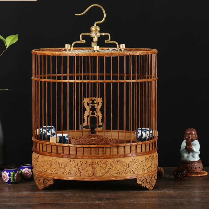 Клетка для птиц из бамбука ручной работы полный набор аксессуаров
