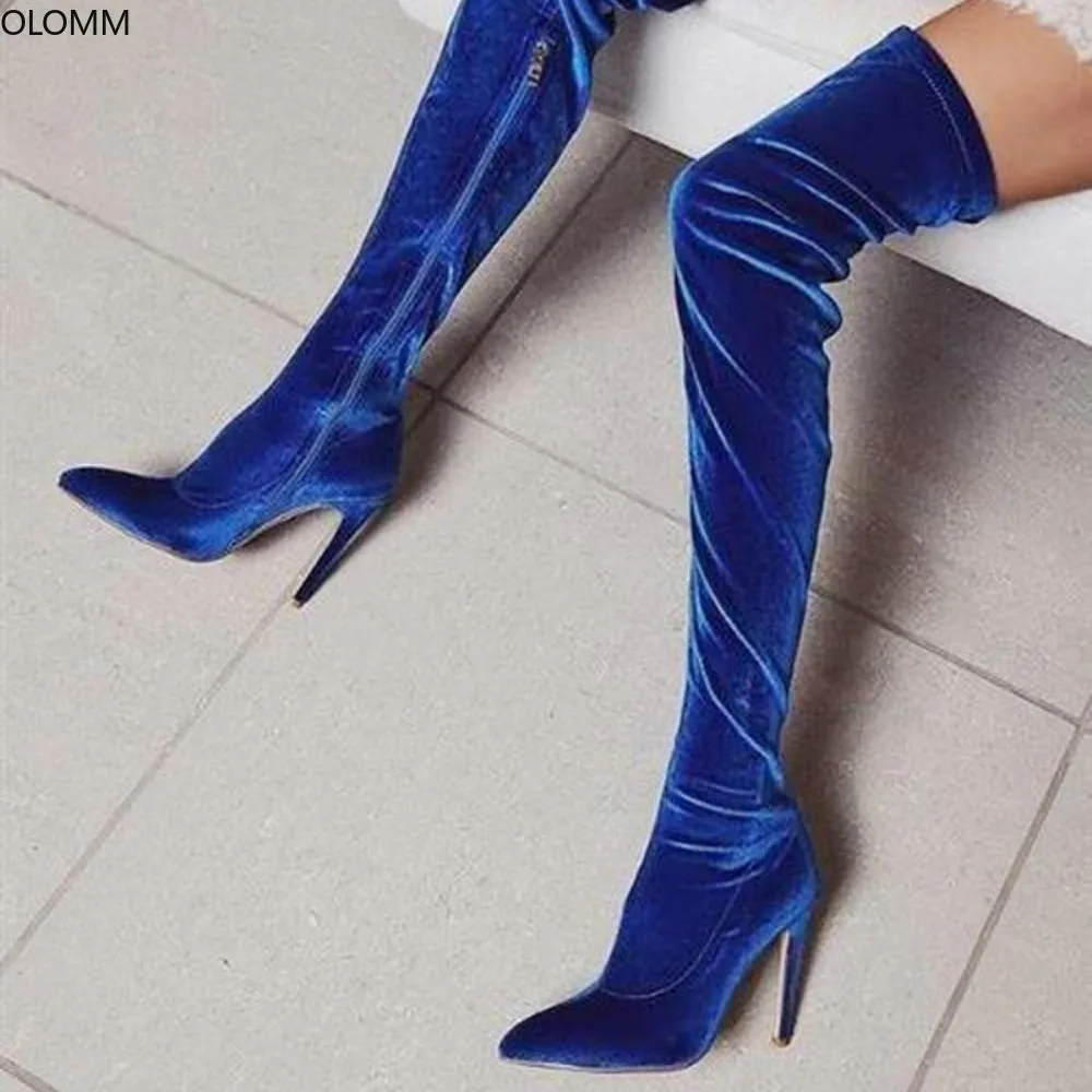 

Over The Knee Thigh Boots Womens Stilettos High Heel Stretchy Long Shoes Sexy Side Zip Plus Size New 2023