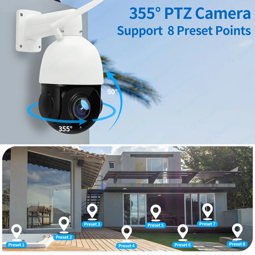 CamHi WiFi Camera 4G Outddoor Video Surveillance 30X Auto Focus Zoom 5MP PTZ Home Suecirty Portection FTP POE NVR Metal |